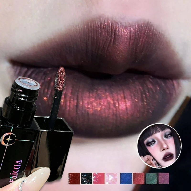 Shimmer Shimmer Matte Black Red Lipstick Punk Gothic Lipgloss Halloween Makeup Mousse Lip Mud Lipstick Waterproof Non-stick Cup Lip Tint - Aliexpress Deal