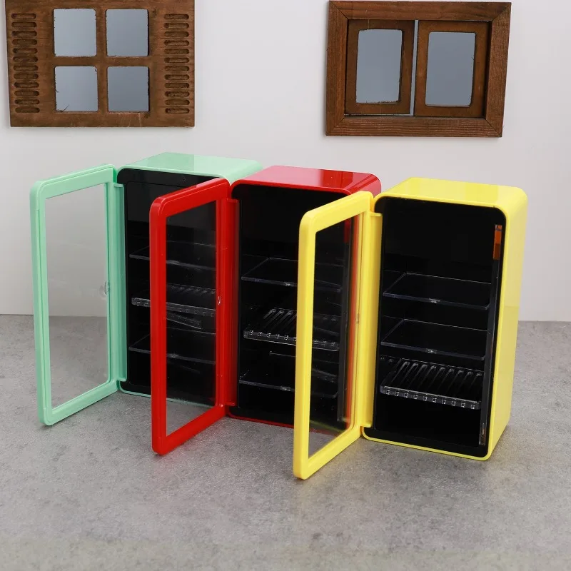 نموذج مصغر لمحاكاة الثلاجة المضيئة، نماذج أجهزة المطبخ، ديكور مشهد أثاث بيت الدمى #3