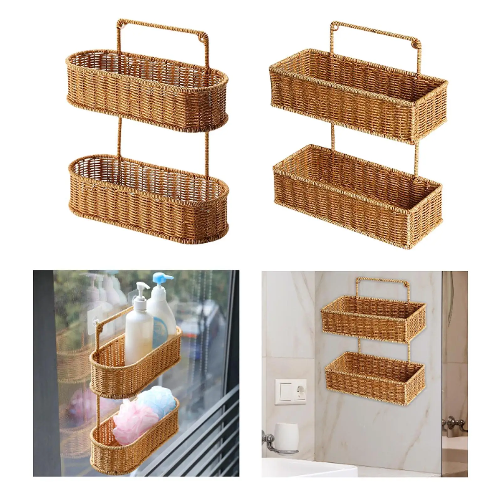 

2 Tier Hanging Fruit Basket Vegetables Display Basket Tiered Fruit Stand