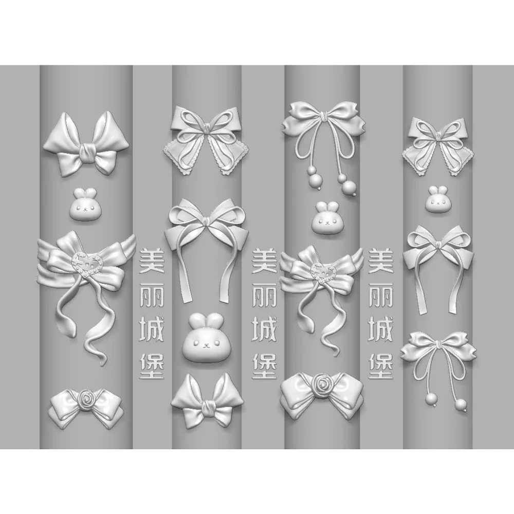 

1Pc Lovely Cartoon Rabbit Bowknot 3D Acrylic Mold Nail Art Decorations Kawaii Diy Design Silicone Nail Art Carving Mold Gift