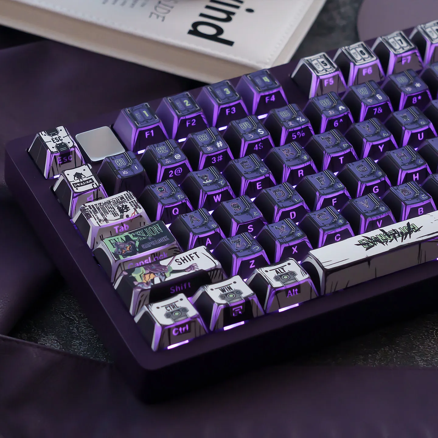130 Keys EVA Keycaps Dye-Sub Cherry PBT Keycaps Side Print Backlit keycaps Anime Keycaps For MX Mechanical Keyboard Made68