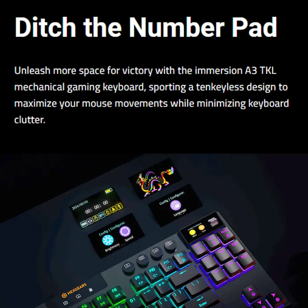 HEXGEARS A3 기계식 키보드 Kailh 스위치 Bluetooth/2.4G/Type-C 유선 연결 87 키 RGB 핫 스왑 무선 게임용 키보드