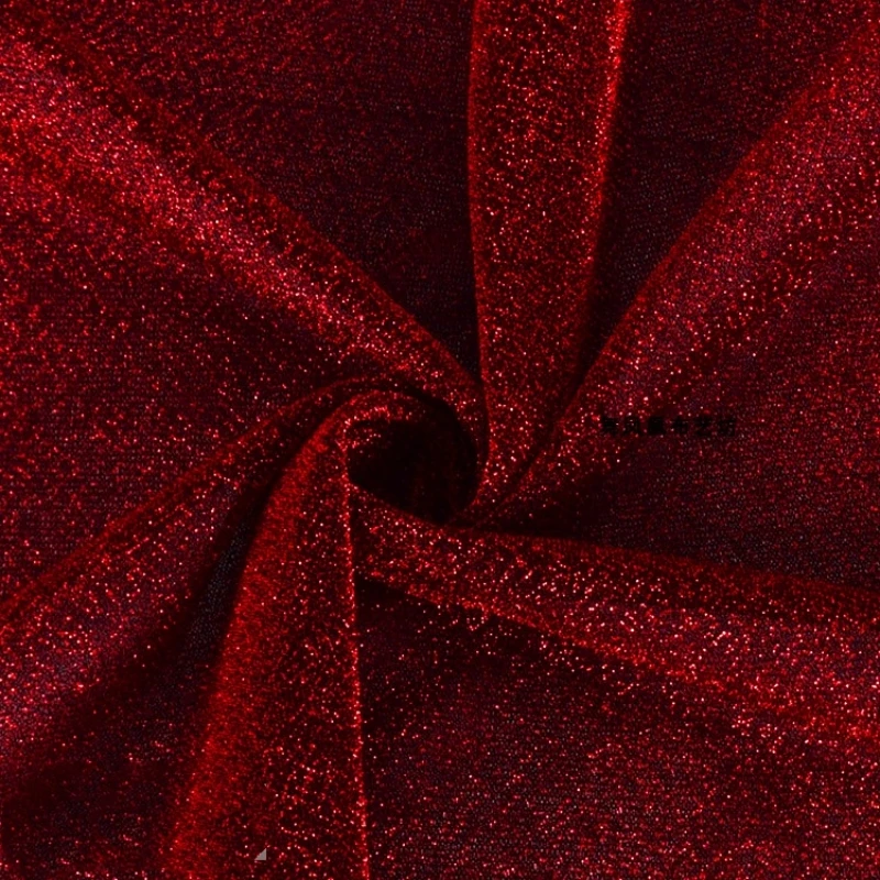 Jujube Bright Silk Glitter Yarn Dress Background Cloth Clothing Soft Fabric Per Meter Apparel Sewing Diy Material