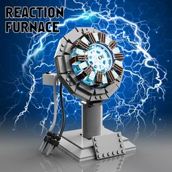 New Superheroes Building Bricks Toys Iron Mecha Reaction Furnace Model DIY Blocks Birthday Gifts for Boys Kids Friend Technical