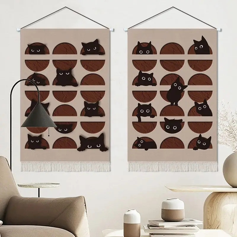VIKAMA Boho Abstract Geometry Hanging Axis Tapestry Gentle Color Wall Art Bedroom Living Room Decor