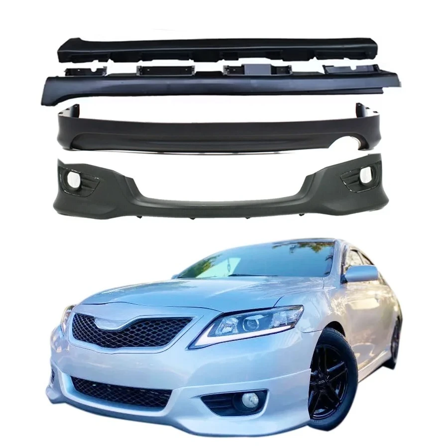 

Высококачественный комплект кузова для Toyota Camry 2010-2011, передняя губа, задняя губа, боковые юбки, пластик без цвета, передний бампер в стиле Camry SE, губа