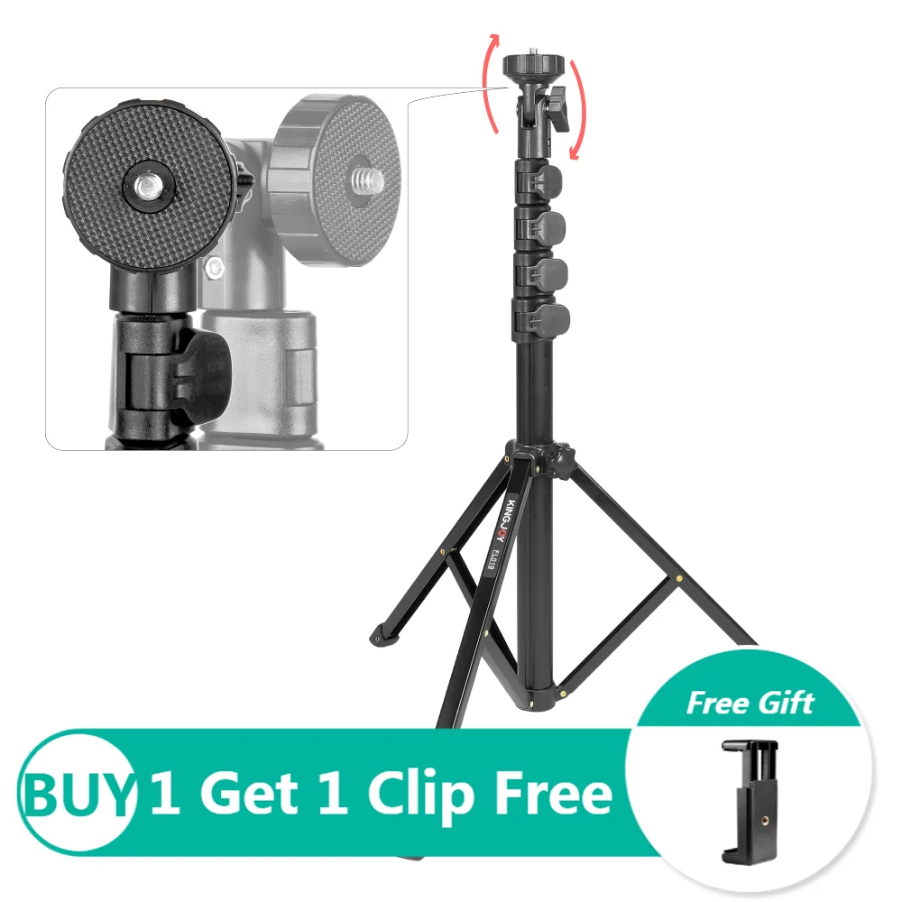 KINGJOY 1.26M Lighting Stand Aluminum Portable Photography Selfie Tripod With 1/4 Screw Head For Photo Studio, DSLR and Phone