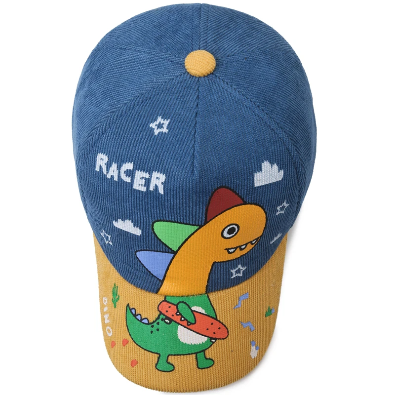 Four Seasons Little Dinosaurs, Children\'s Hats, Children\'s Baseball Caps, Cute Cartoon Color-Blocked Caps, Outing Sun Hats