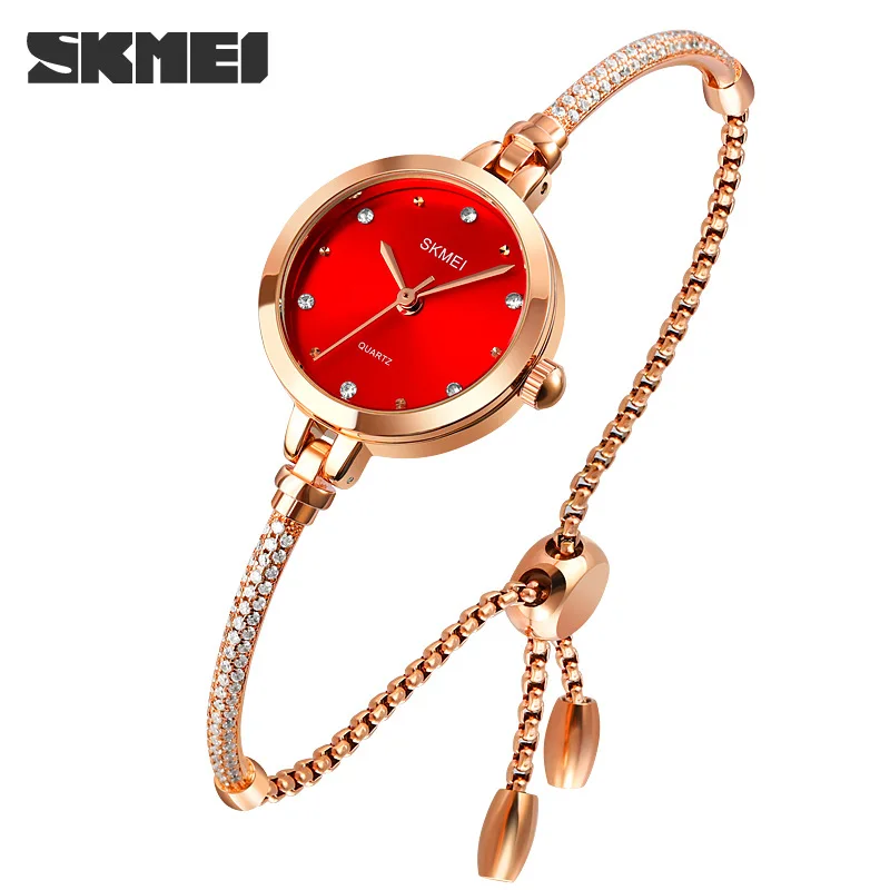 Fashion Ladies Watch with Slim Chain Bracelet, Small Face Steel Band Quartz Watch Cross-Border