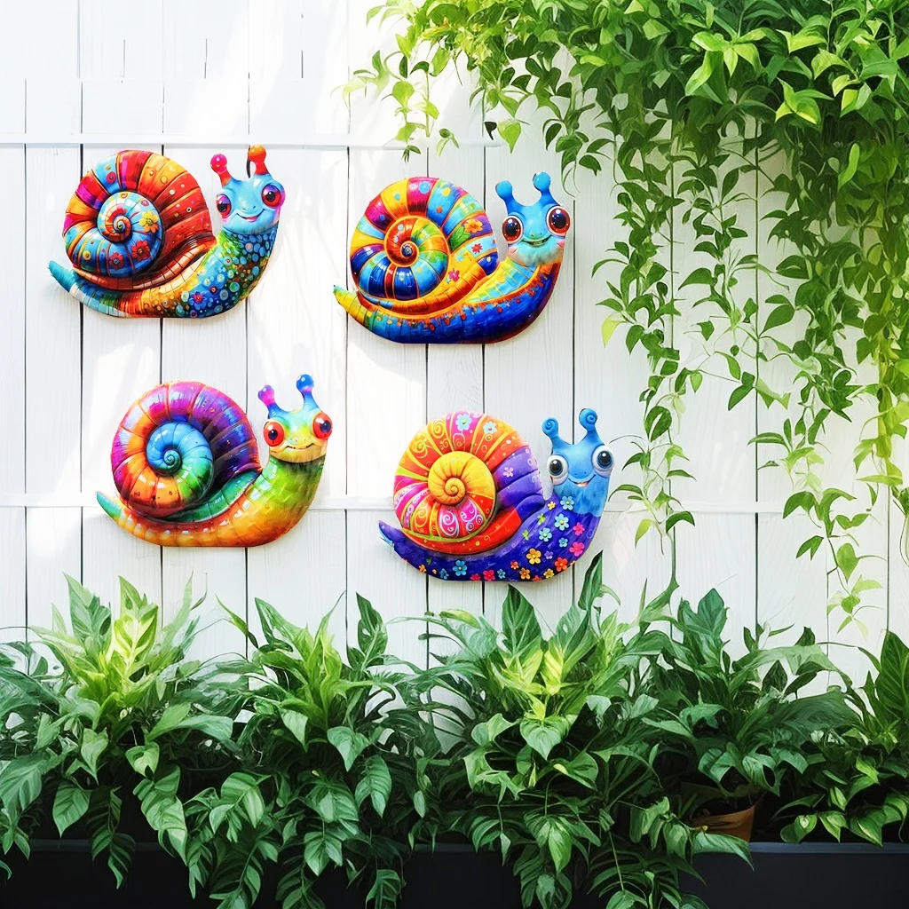 ศิลปะโลหะ Snail Wall Decor เหล็กที่มีสีสัน Art Snail ประติมากรรม Snail แขวนเครื่องประดับสําหรับ Outdoor Home Office Yard Garden งานแต่งงาน