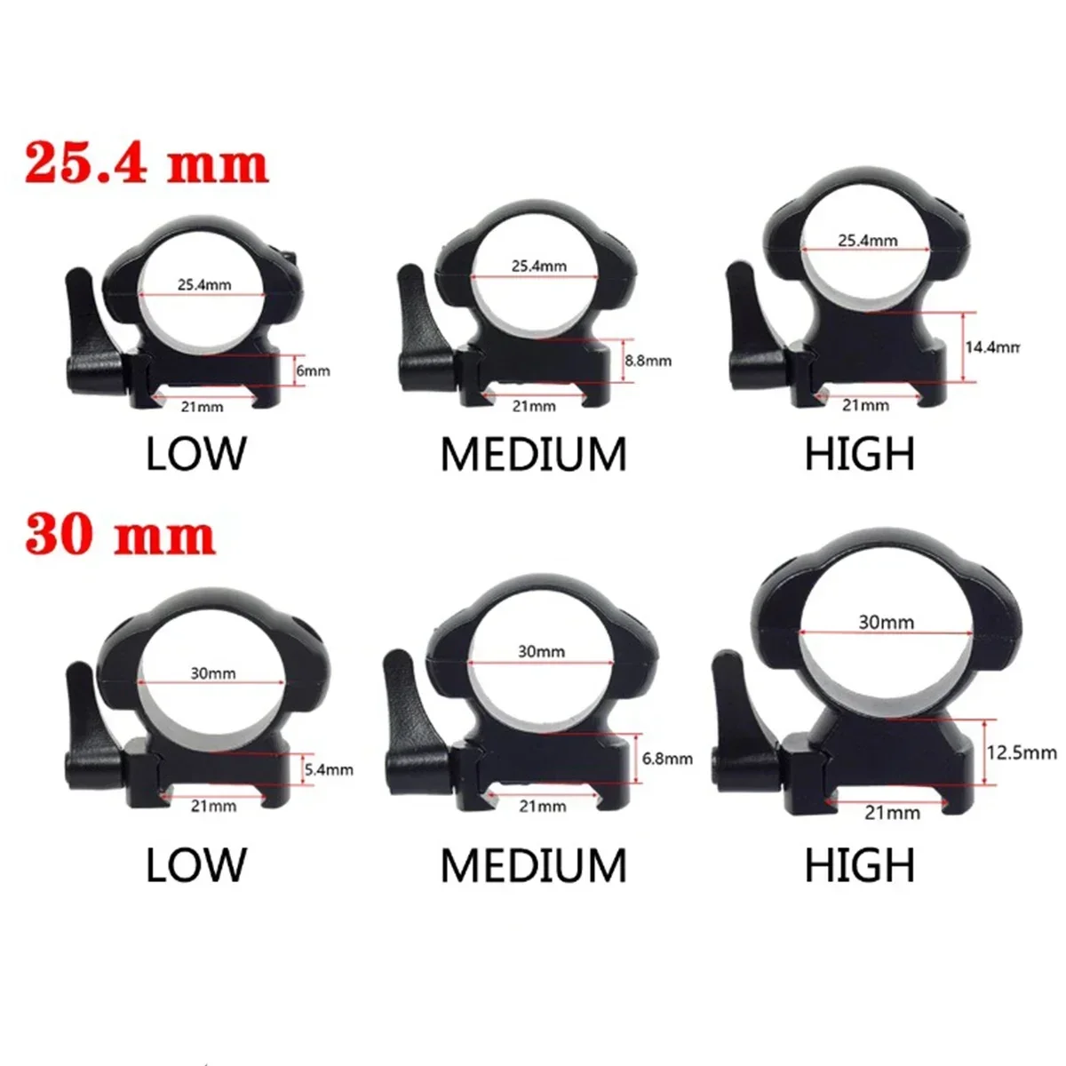 

2 шт. QD 1 дюйм 25,4 мм 30 мм тактический охотничий прицел стальные крепления кольца 20 мм Пикатинни MLOK рельсовый прицел аксессуар