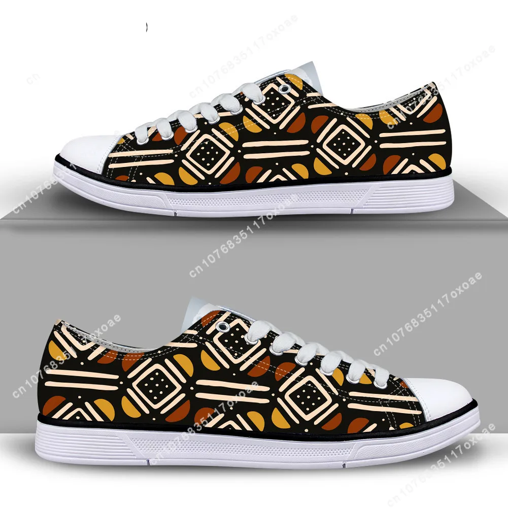 2021 New Outdoor Fashion Casual Canvas Non-slip Wear-resistant Breathable Sneaker Afro Bogolan Tribe Prints Flats