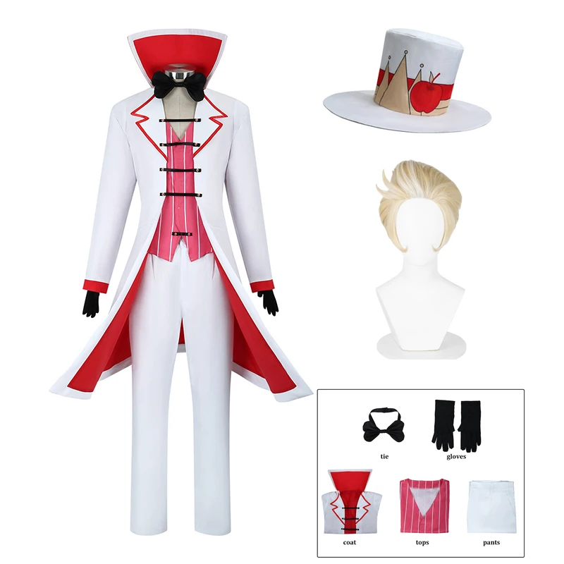 

Lucifer Morningstar Cosplay Hazbin Cosplay Costume Hat Wig Men Women Anime Comic Party Role Playing Suit Outfits