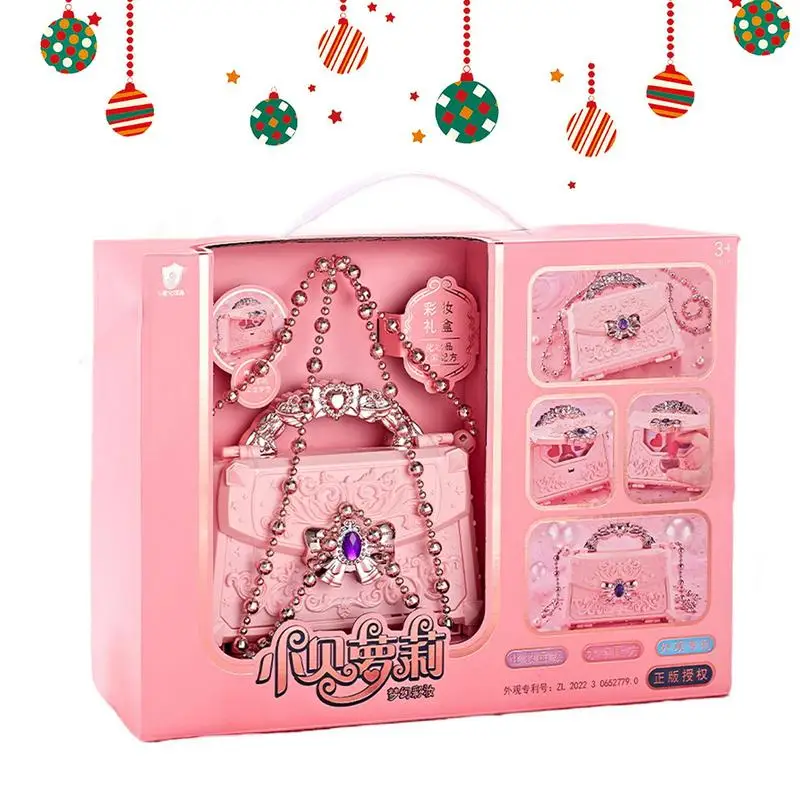 Girls Makeup Set Pink Carriage Shape Makeup Kits Cosmetic Sets Portable Beauty Set Real Pretend Makeup Toys For Little Girls