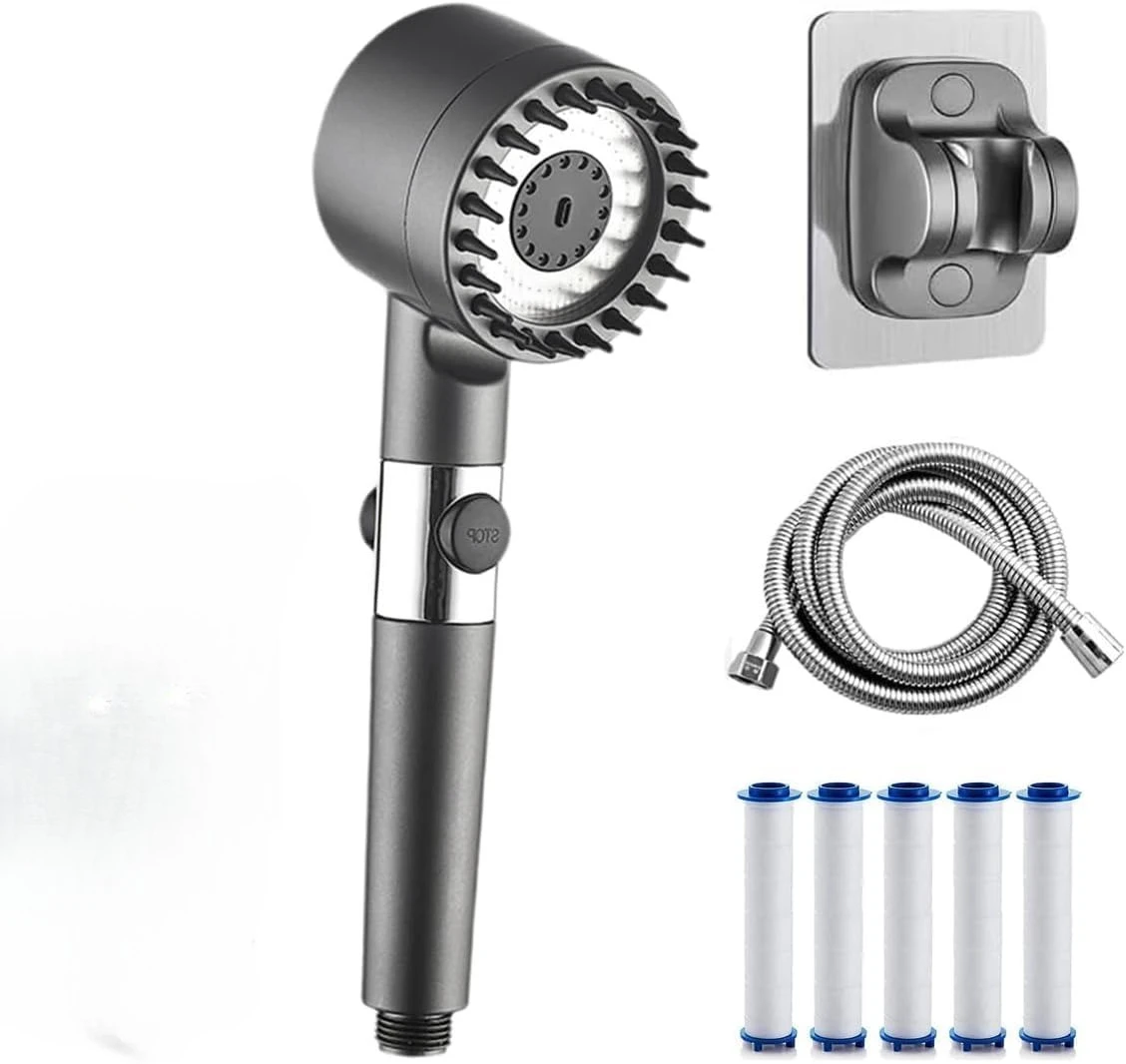 

Filtered Shower Head with Handheld, 3-Spray Showerhead - 59" Hose, Bracket, ON/OFF Switch & Replaceable Filter