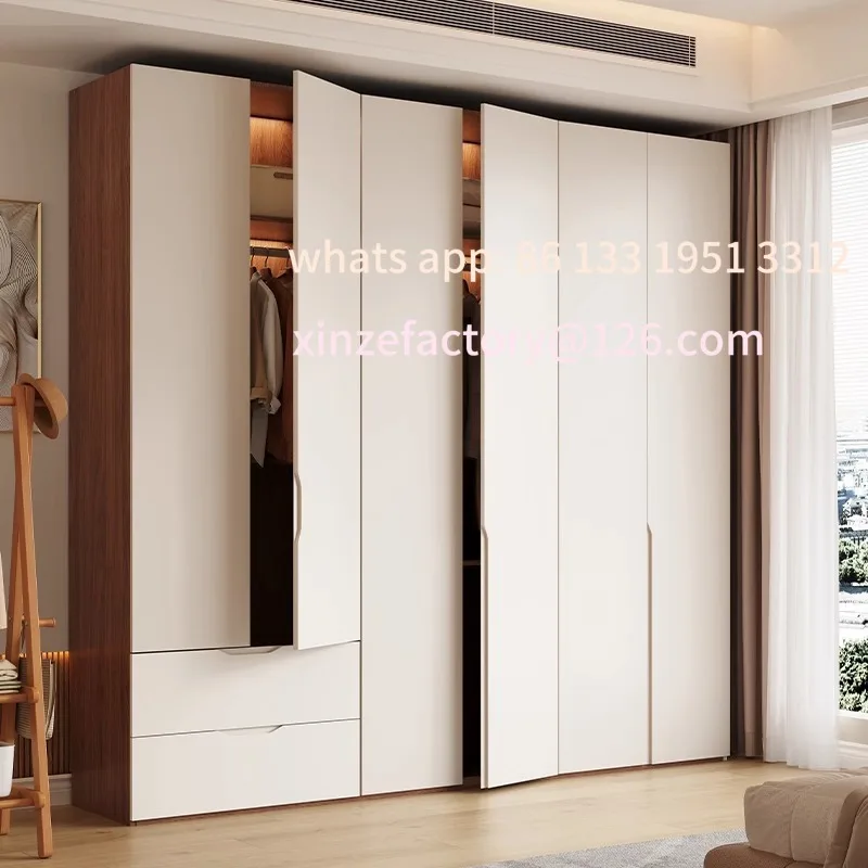 

Customizable solid wood wardrobe household bedroom one door to top free handle finished wardrobe rental room storage
