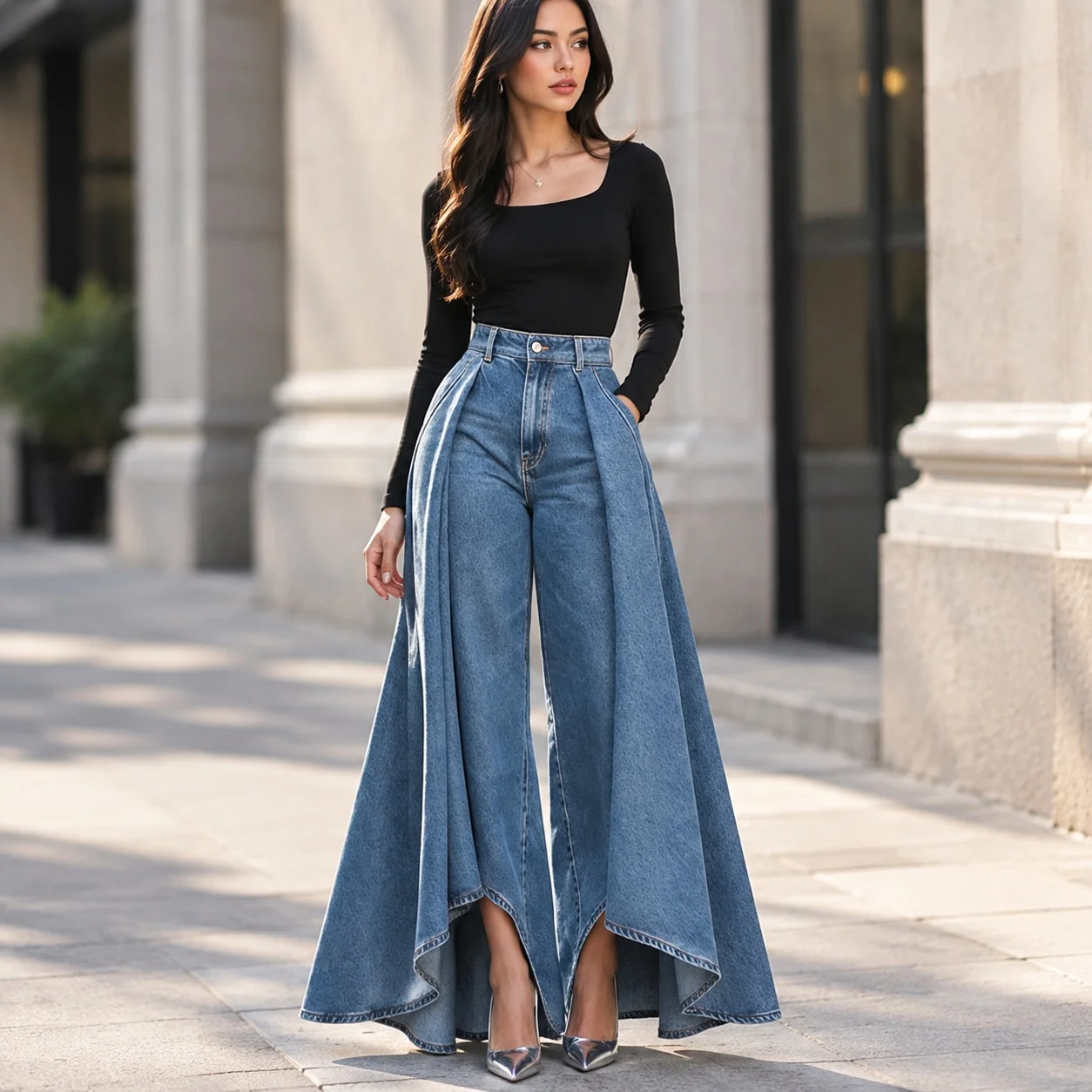 Casual Printed Pants with Relaxed Fit Streetwear Long Pants Mid Rise Waist Thick Digital Printing Non Stretch Jeans Women Jeans