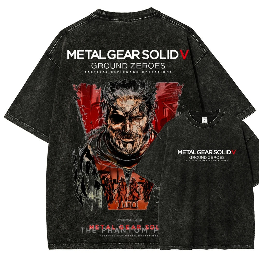 Metal Gear Solid hot product New Model Washed T-shirt personality Clothes Retro Fashion Streetwear Trendy Couples Classic soft