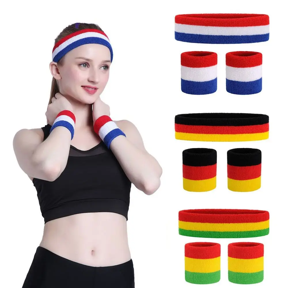 3Pcs/Set Head Sweat Sport Wristbands Elastic Wrist Support Yoga Hair Bands Breathable Protector Sweat Head Band Men Women