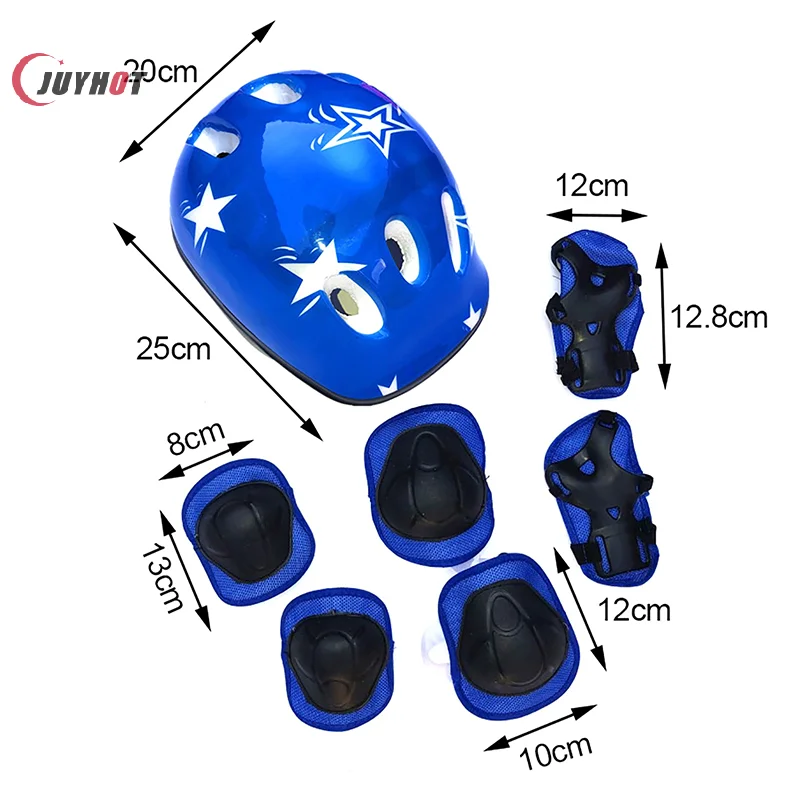 7Pcs/set Kids Cycling Protective Gear Bike Helmet Knee Wrist Elbow Guard Roller Cycling Sports Knee Pads, Helmet Protector Set