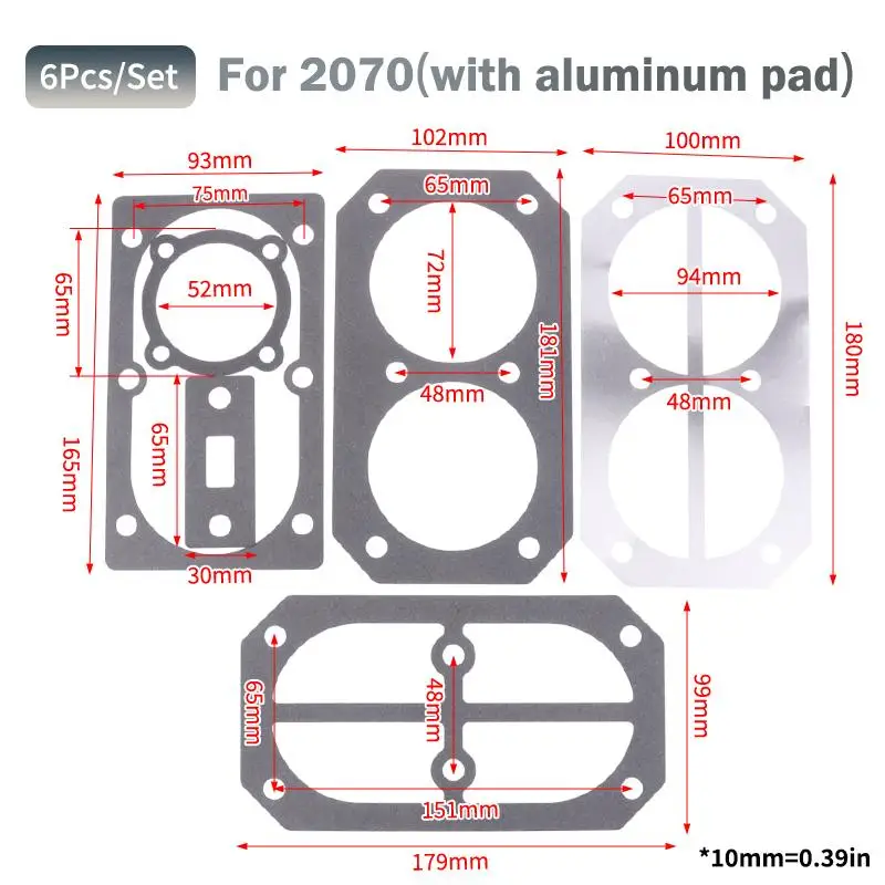

1 комплект прокладок и шайб для воздушного компрессора, прочные, герметичные, простые в установке, для ремонта воздушных компрессоров типа 2060/2070