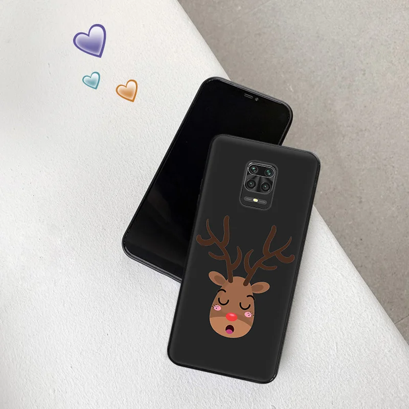 Phone Cases for Redmi Note 10 Lite 9 9T 9S 8 8T 7 9A 9C 10A 10C Blue Snowflake Cute Deer Xiaomi 10T Pro Shell Black Case Cover