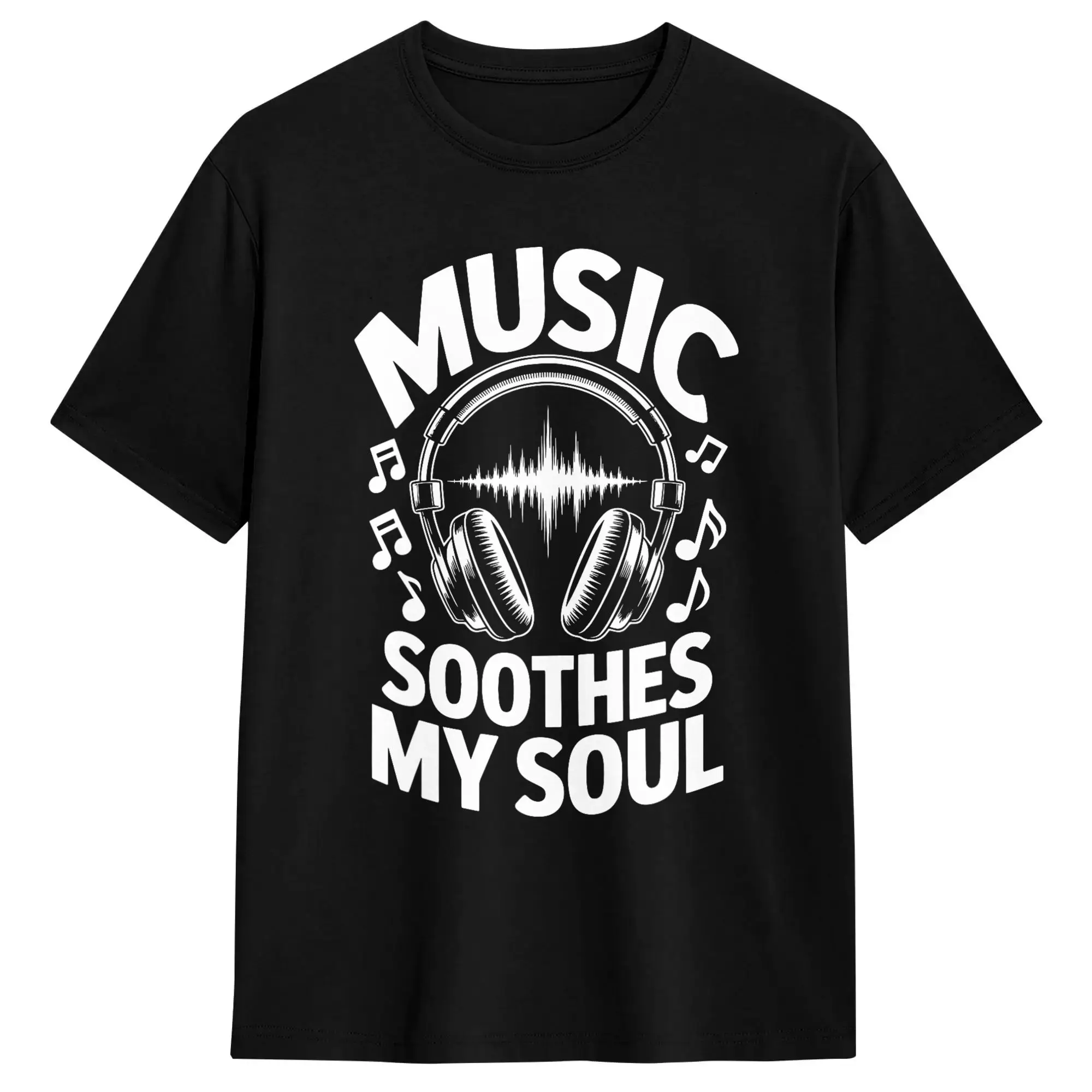 Music Soothes My Soul  T Shirt Summer  100% Cotton T Shirts For Couple Pattern Tee Shirt Short Sleeve Y2K Funny Clothing
