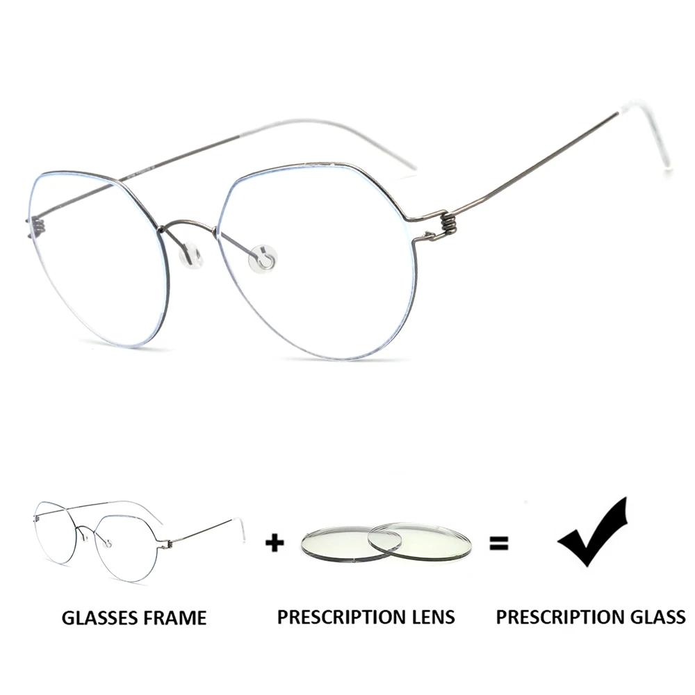 

Gesruny Ultra Light Metal Irregular Polygon Myopia Eyeglasses Women Men Prescription Spectacles Eyewear Anti Blue Light