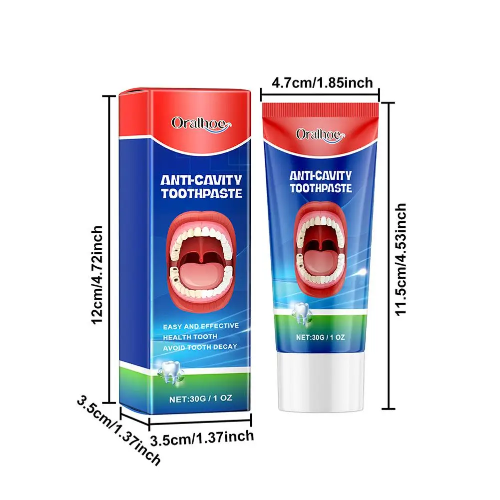 30gORALHOE Pasta de dente para cárie dentária, limpeza oral, cárie amarela, reforço gengival, cuidados dentários, hálito fresco