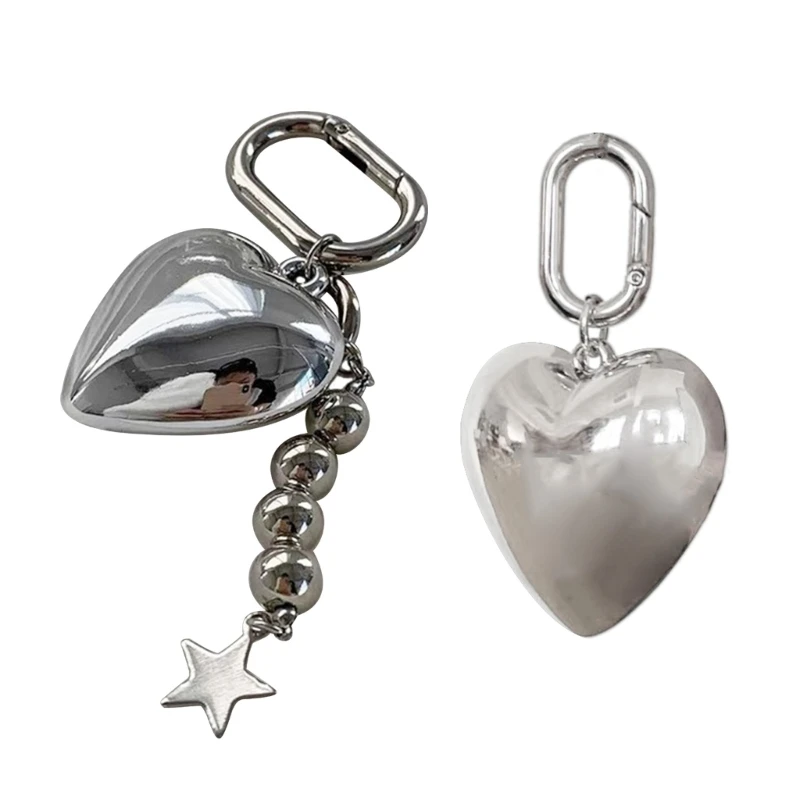 Elegant Love Heart Pendant Keychain or Wallet Accessory Portable Heart shaped Iron Bead Pendant Key Rings Bag Pendant