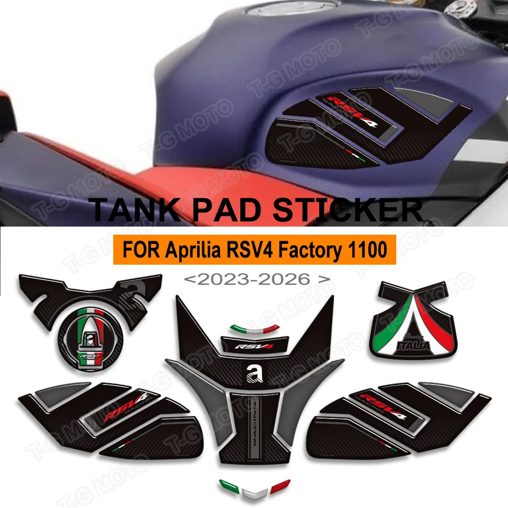 

RS V4 Motorcycle Stickers For Aprilia RSV4 Factory 1100 Motorcycle Accessories Tank Pad Protector 3D Waterproof Decals 2023-2026