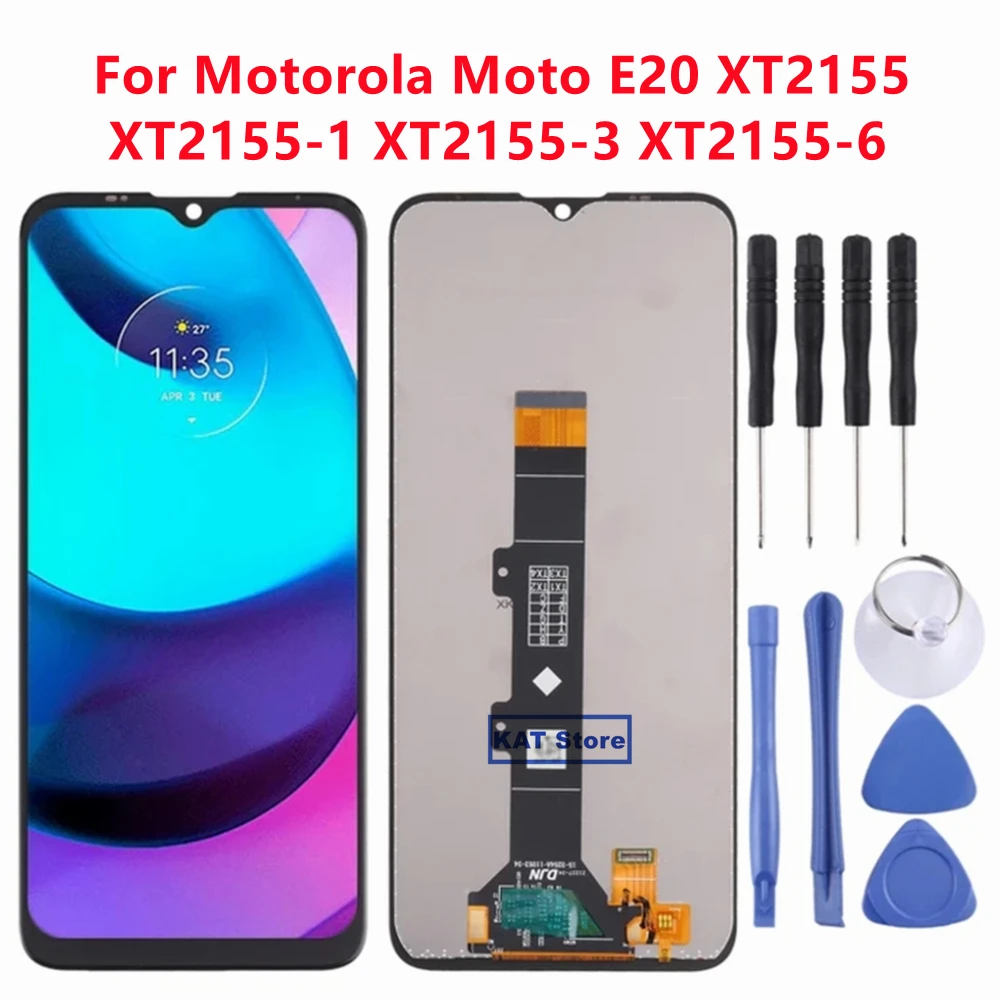 LCD Touch Screen digitador, montagem completa, sem substituição de quadro, apto para Motorola Moto E20, XT2155, XT2155-1, XT2155-3, XT2155-6