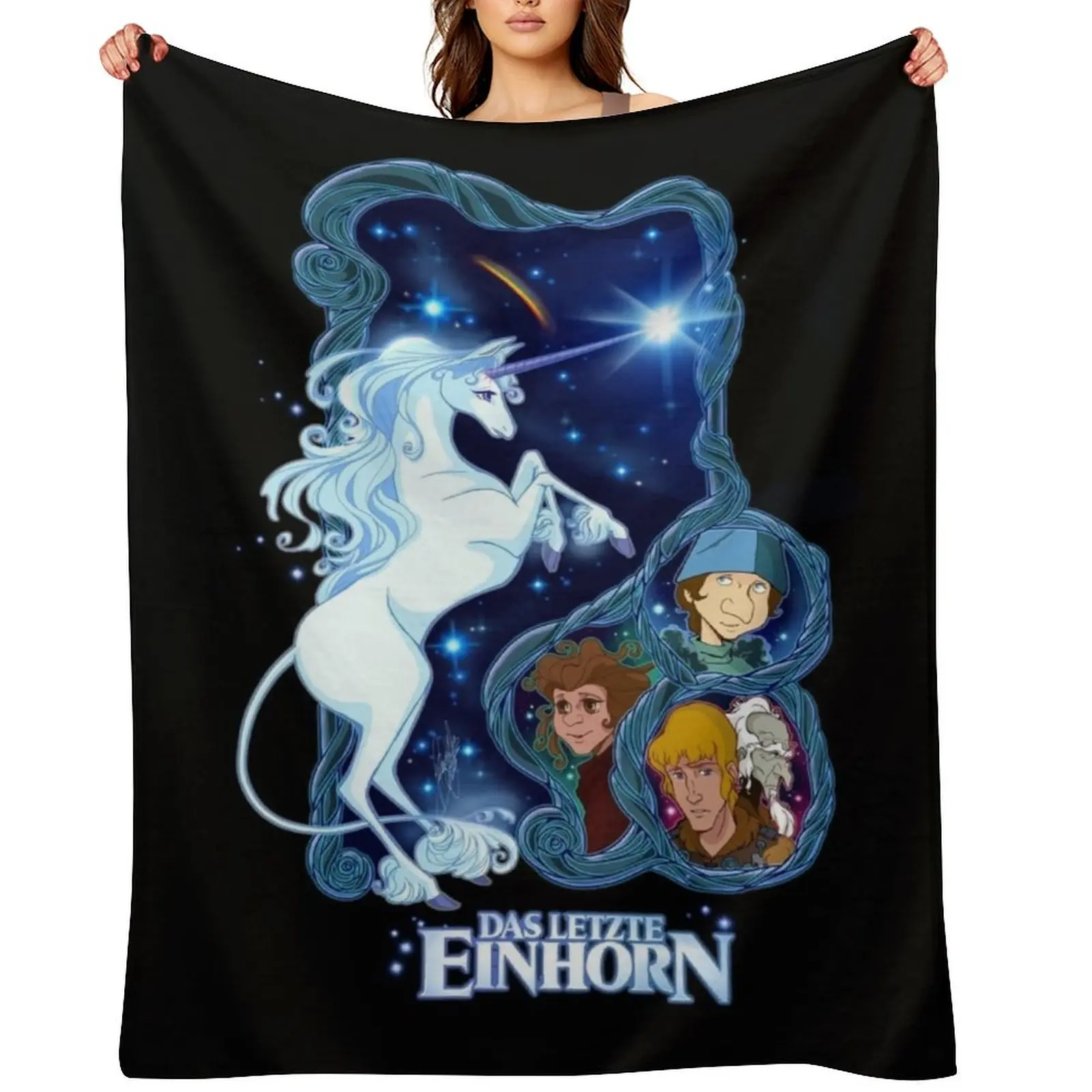 Das letzte Einhorn - German Throw Blanket for sofa warm for winter Multi-Purpose anime Blankets
