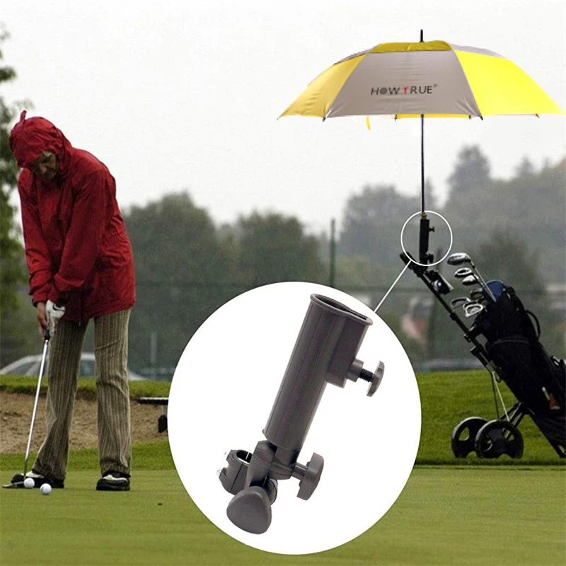 Universal Golf Cart Umbrella Holder Adjustable Golf Trolley Umbrella Stand Clip Buggy Baby Pram Wheelchair Umbrella Bracket