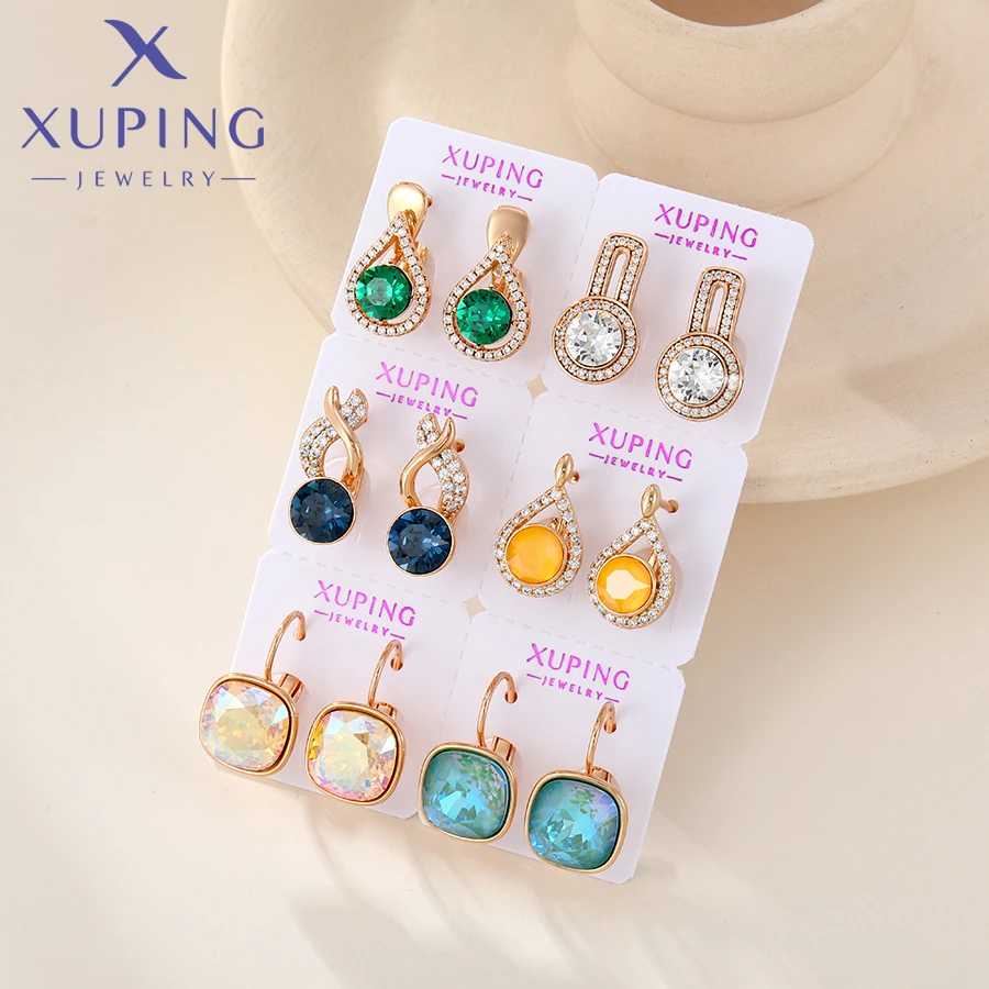 Xuping Jewelry New Arrival Fashion Charm Mixed Models Gold Color Plated Earrings Group for Women Party Gift