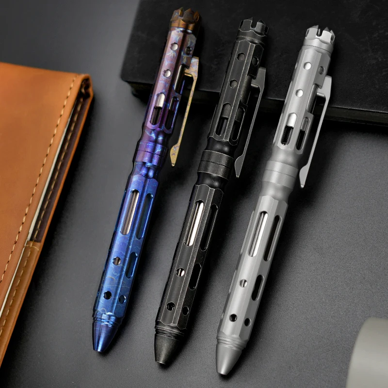 Titanium Alloy Tactical Pen Signature Metal Pen Tungsten Steel Head Self Defense Pen Designed for Camping Hiking ZSB033