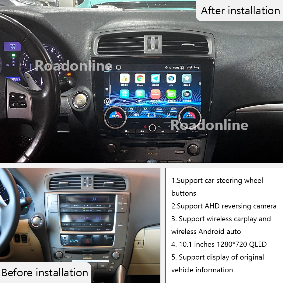 Android audio For Lexus IS 250/300/350 2006-2011 4+64 car intelligent systems wireless carplay multimedia player