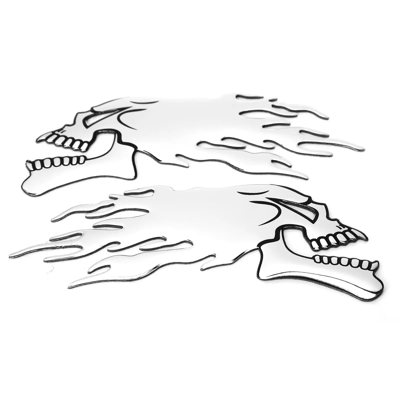 

2PCS for motorcycle Tank Sticker 3D Universal Flame Skull Decal Decorations for motorcycle