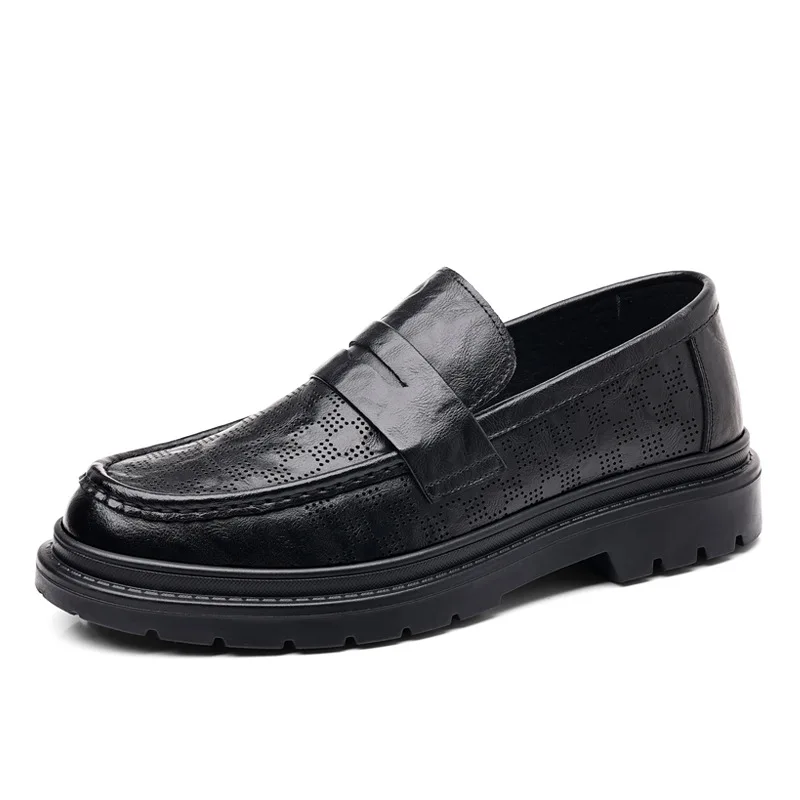 

New Designer Cow Leather Hollow Men's Loafers Spring Autumn Fashion Casual Shoes Male Soft-soled Slip-on Business Dress Shoe Men