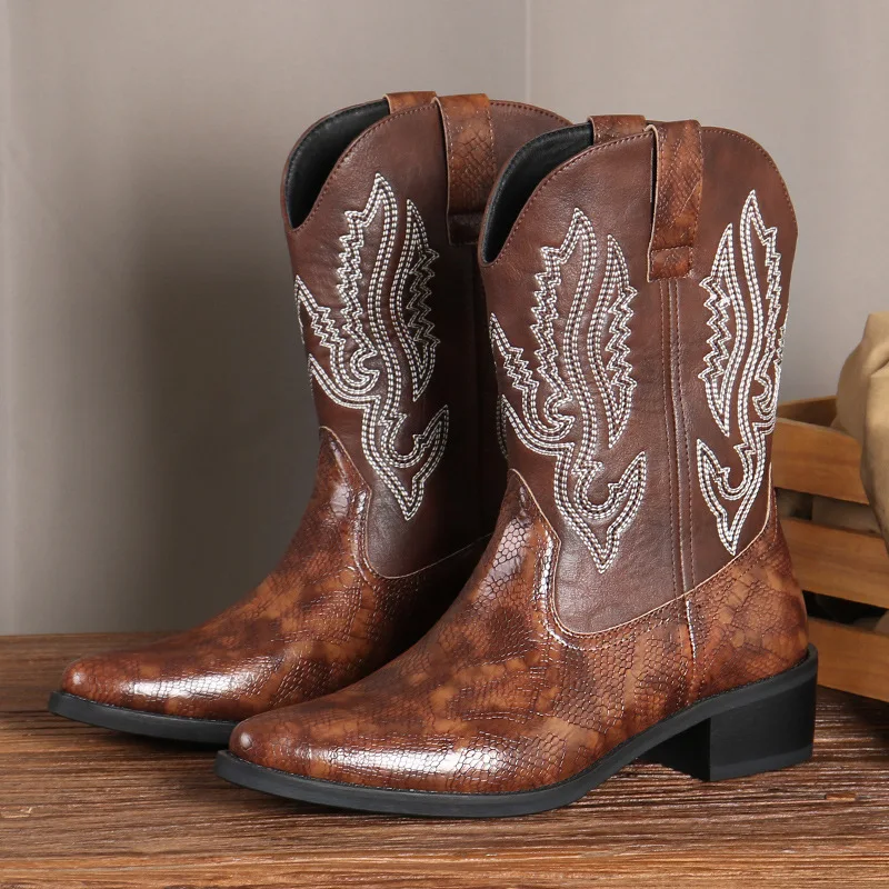 

Mongolian Tibetan Men's Boots Western Cowboy Embroidered British Knight Boots Chelsea Boots Casual Outdoor Short Tube