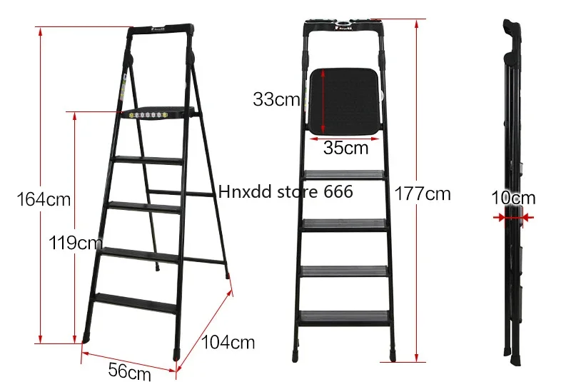 Aluminum alloy household ladder folding thickened multi-functional four-step ladder wide pedal indoor