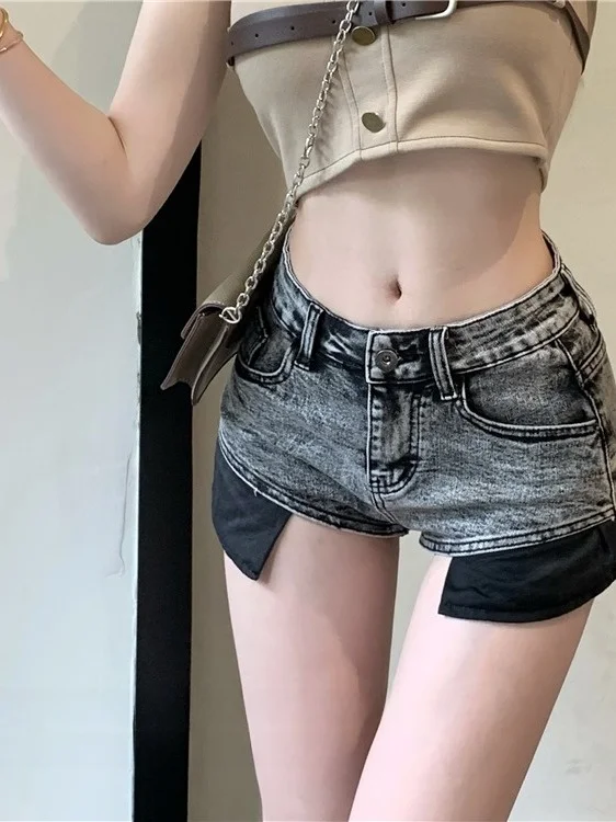 Sexy Retro Distressed Wide Leg Denim Shorts High Waist Bodycon Design Slimming Versatile Fashionable Hot Pants for Young Women