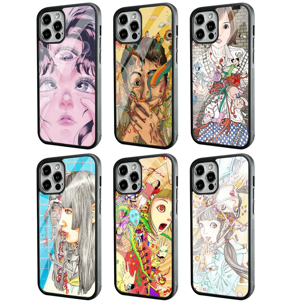 

Shintaro Kago Horror Cartoons Phone Case For IPhone 11 12 13 14 15 Plus Pro Max Mirror Acrylic PC TPU Cover