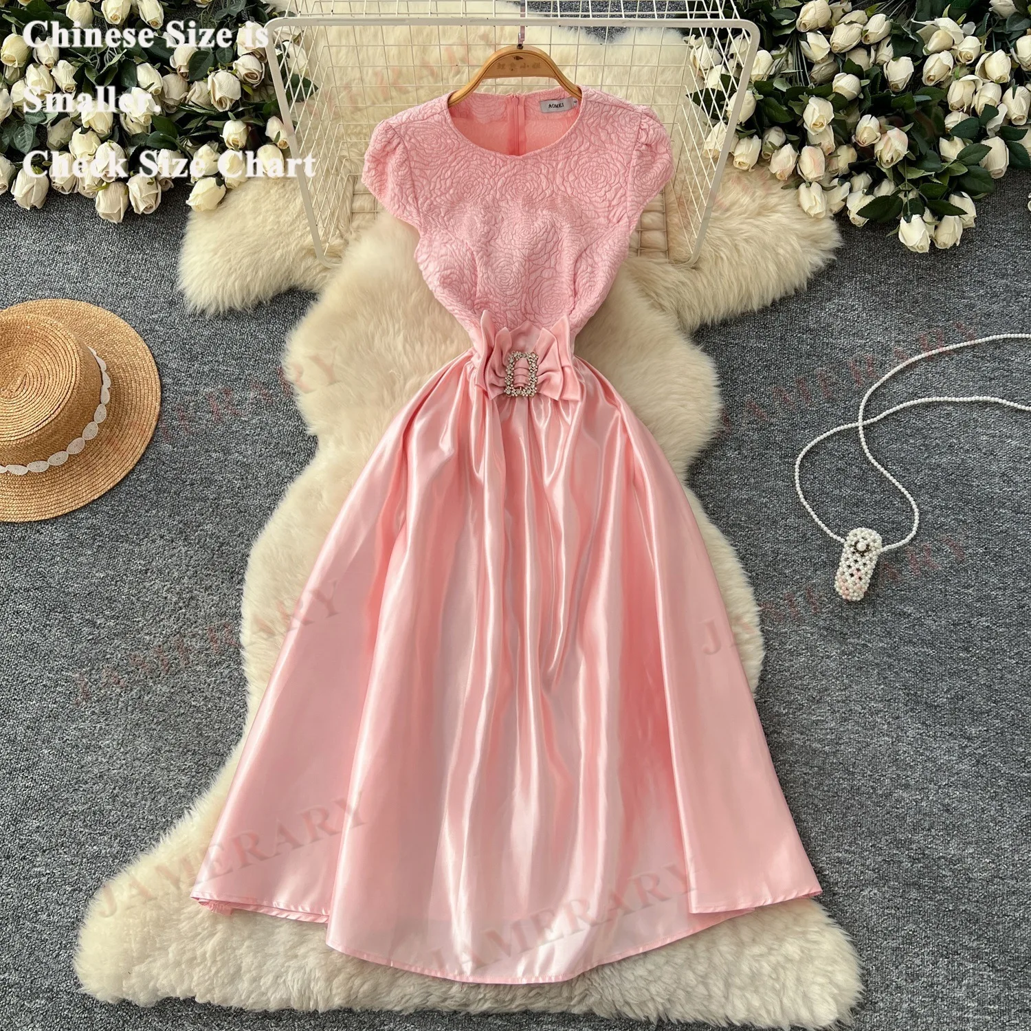 Herfst Elegant Mouwloos Vest Midi Lange Jurken Vrouwen Grote Boog Diamant Mode Zomerjurk