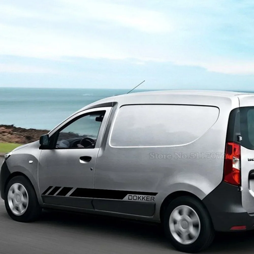 Image of 2 Teile/los Auto Aufkleber Seite Tür Streifen Sport Linie Grafiken Vinyl Aufkleber Tuning Zubehör Für Renault Dacia Dokker Camper Van