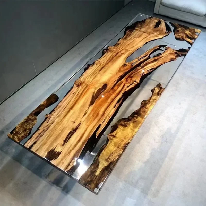 resin solid wood clear river dining table restaurant hotel use epoxy resin table top