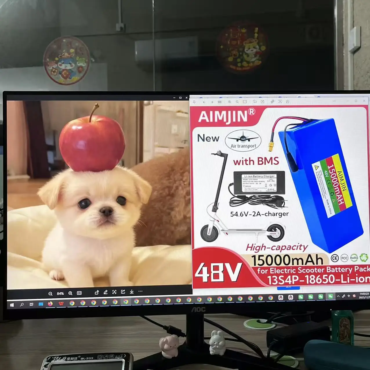 

Lithium-ion 13S4P Newly upgraded 48V 15000mAh Battery Pack, 54.6V Charger, with BMS, Suitable for Electric Scooter Bicycle