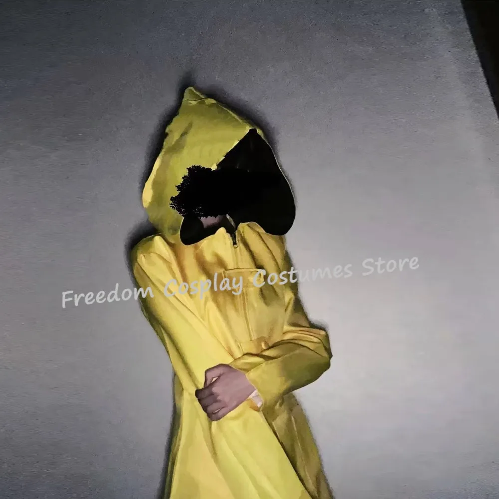 Disfraz de Anime Game Little Nightmares 2 Six, disfraz de Cosplay, abrigo amarillo, uniforme, traje de fiesta de Halloween para hombres y mujeres