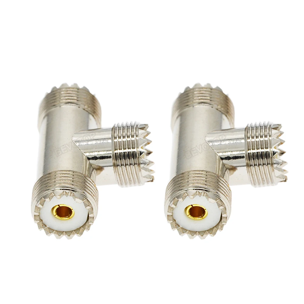 1pcs UHF Connectors SO239 Female to Female T Type Coaxial Adapter for CB Ham Radio Antenna SWR Meter Cable Extention 3 Female image 4