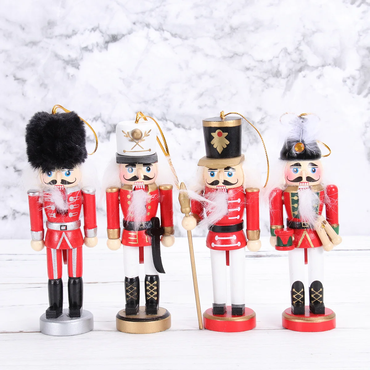 

4Pcs 13Cm Walnut Soldier Wooden Ornament Desktop Decoration for Home Office Christmas Gift Adults Party Decor Supplies